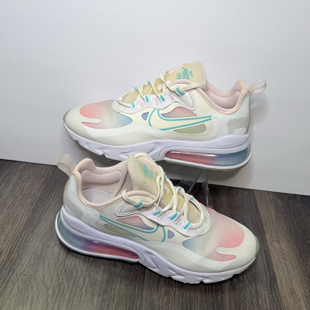 NIKE Air Max 270 React Women's SIZE 6 Summit White Bleached Aqua CK6929-100
